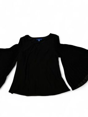 Apt. 9 Black Bell Sleeve Blouse Womens XL Corporate Goth Ruffles Dark Fairy